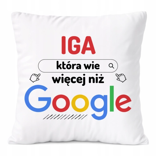 Poduszka Dla Igi na Prezent z Nadrukiem ze Zdjęciem Biała PoliDraw