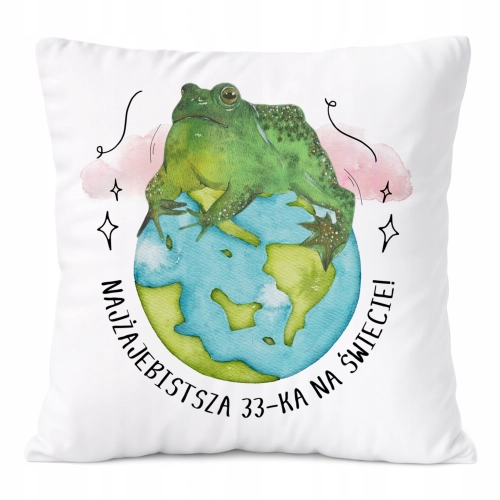Poduszka Urodziny33 na Prezent z Nadrukiem ze Zdjęciem Biała PoliDraw
