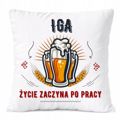 Poduszka Dla Igi na Prezent z Nadrukiem ze Zdjęciem Biała PoliDraw