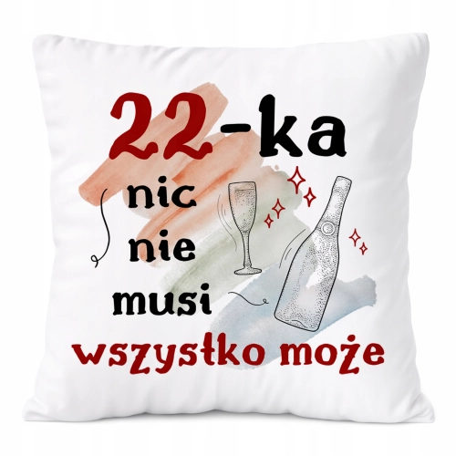 Poduszka Urodziny22 na Prezent z Nadrukiem ze Zdjęciem Biała PoliDraw