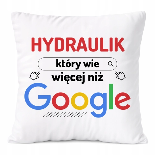 Poduszka Dla Hydraulika na Prezent z Nadrukiem ze Zdjęciem Biała PoliDraw