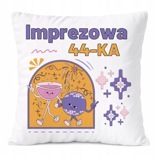 Poduszka Urodziny44 na Prezent z Nadrukiem ze Zdjęciem Biała PoliDraw