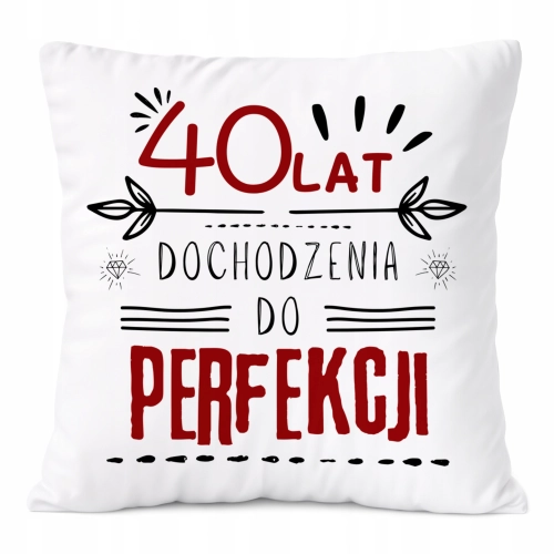 Poduszka Urodziny40 na Prezent z Nadrukiem ze Zdjęciem Biała PoliDraw