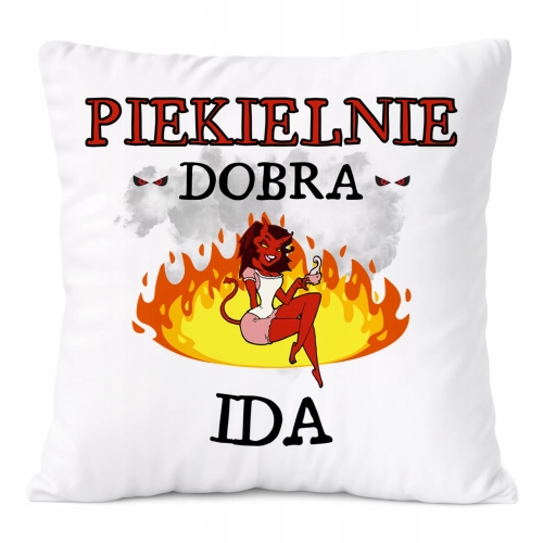 Poduszka Dla Idy na Prezent z Nadrukiem ze Zdjęciem Biała PoliDraw