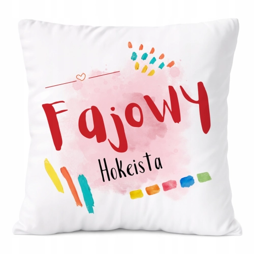 Poduszka Dla Hokeisty na Prezent z Nadrukiem ze Zdjęciem Biała PoliDraw