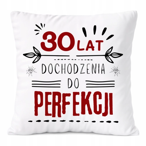 Poduszka Urodziny30 na Prezent z Nadrukiem ze Zdjęciem Biała PoliDraw