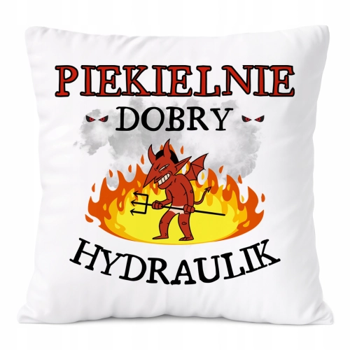 Poduszka Dla Hydraulika na Prezent z Nadrukiem ze Zdjęciem Biała PoliDraw