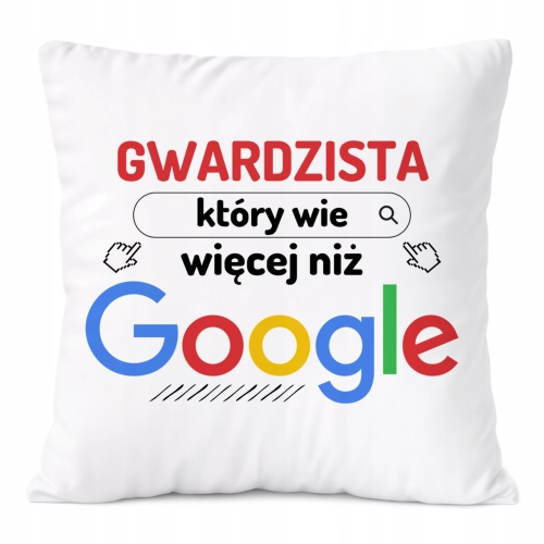 Poduszka Dla Gwardzisty na Prezent z Nadrukiem ze Zdjęciem Biała PoliDraw