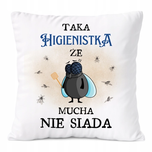 Poduszka Dla Higienistki na Prezent z Nadrukiem ze Zdjęciem Biała PoliDraw