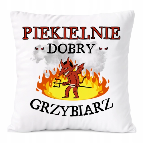 Poduszka Dla Grzybiarza na Prezent z Nadrukiem ze Zdjęciem Biała PoliDraw