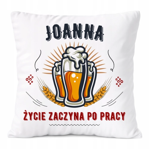 Poduszka Dla Joanny na Prezent z Nadrukiem ze Zdjęciem Biała PoliDraw