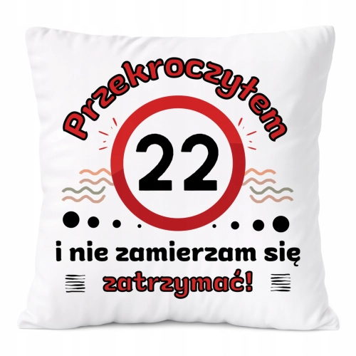 Poduszka Urodziny22 na Prezent z Nadrukiem ze Zdjęciem Biała PoliDraw