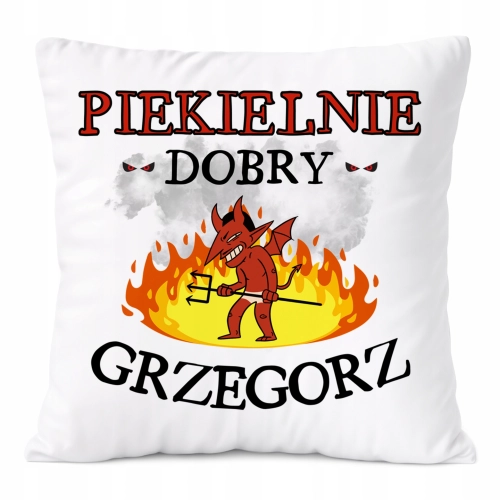 Poduszka Dla Grzegorza na Prezent z Nadrukiem ze Zdjęciem Biała PoliDraw