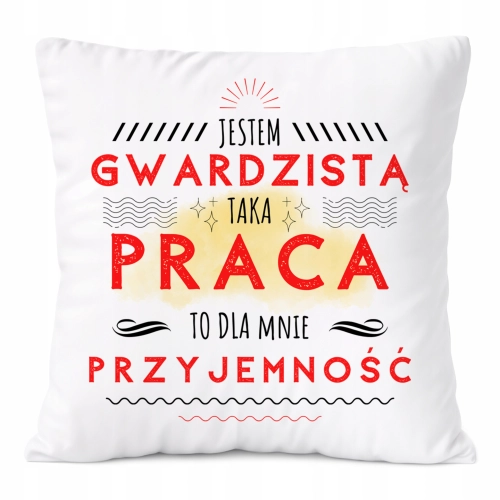Poduszka Dla Gwardzisty na Prezent z Nadrukiem ze Zdjęciem Biała PoliDraw