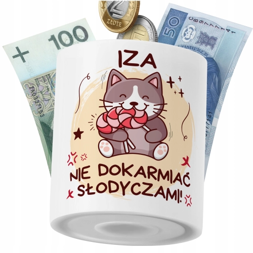 Skarbonka Dla Izy Córki Dziecka z Nadrukiem ze Zdjęciem