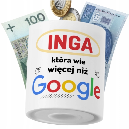 Skarbonka Dla Ingi Córki Dziecka z Nadrukiem ze Zdjęciem