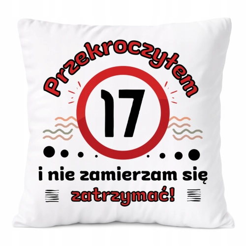 Poduszka Urodziny17 na Prezent z Nadrukiem ze Zdjęciem Biała PoliDraw