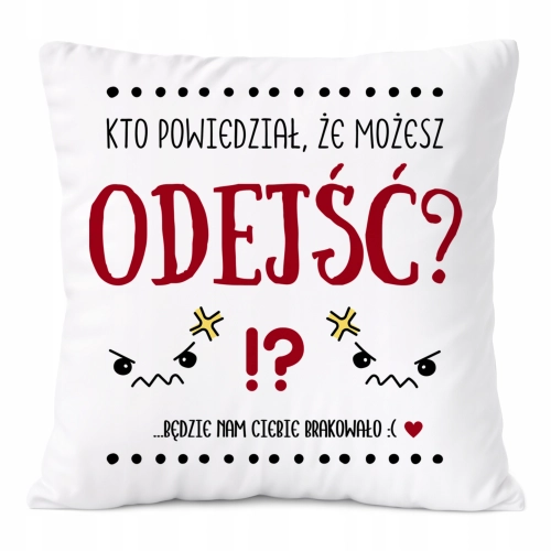 Poduszka Pożegnanie z Pracy na Prezent z Nadrukiem ze Zdjęciem Biała