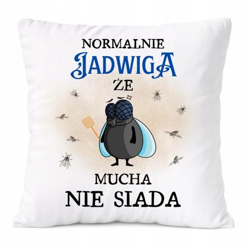 Poduszka Dla Jadwigi na Prezent z Nadrukiem ze Zdjęciem Biała PoliDraw