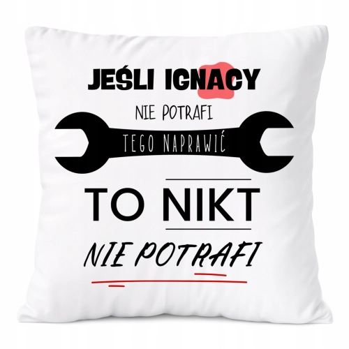 Poduszka Dla Ignacego na Prezent z Nadrukiem ze Zdjęciem Biała PoliDraw