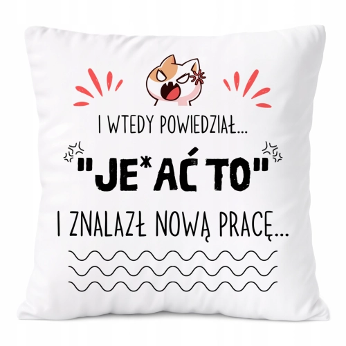 Poduszka Pożegnanie z Pracy na Prezent z Nadrukiem ze Zdjęciem Biała