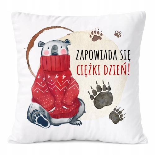 Poduszka Misie na Prezent z Nadrukiem ze Zdjęciem Biała PoliDraw