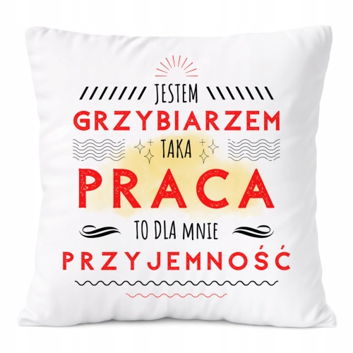 Poduszka Dla Grzybiarza na Prezent z Nadrukiem ze Zdjęciem Biała PoliDraw