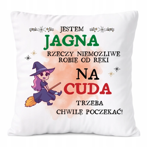 Poduszka Dla Jagny na Prezent z Nadrukiem ze Zdjęciem Biała PoliDraw