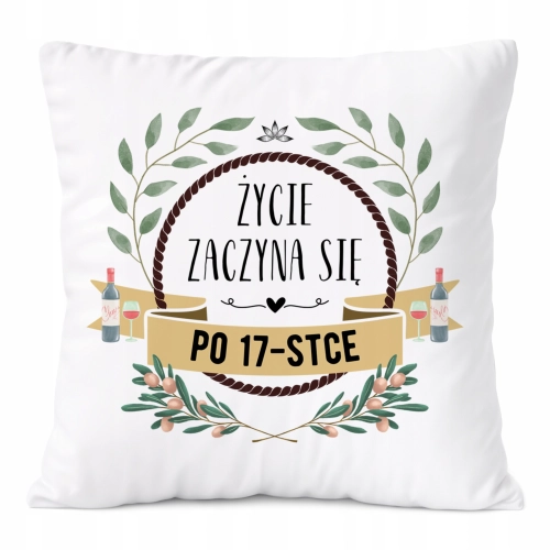 Poduszka Urodziny17 na Prezent z Nadrukiem ze Zdjęciem Biała PoliDraw