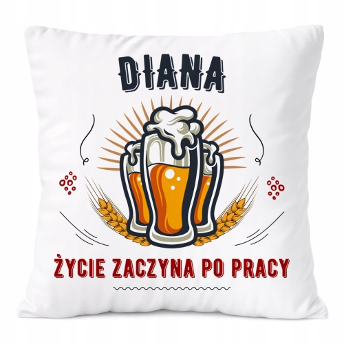 Poduszka Dla Diany na Prezent z Nadrukiem ze Zdjęciem Biała PoliDraw