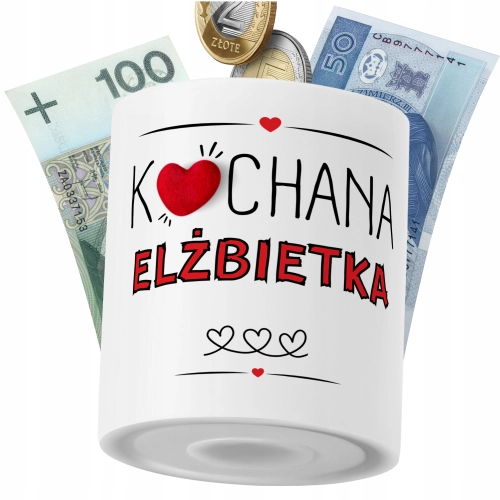 Skarbonka Dla Elżbietki Córki Dziecka z Nadrukiem ze Zdjęciem