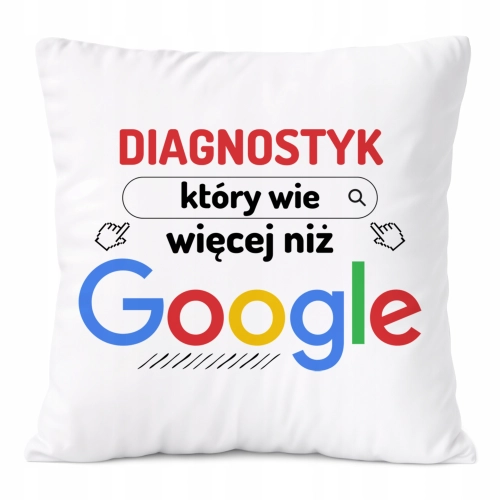 Poduszka Dla Diagnostyka na Prezent z Nadrukiem ze Zdjęciem Biała PoliDraw