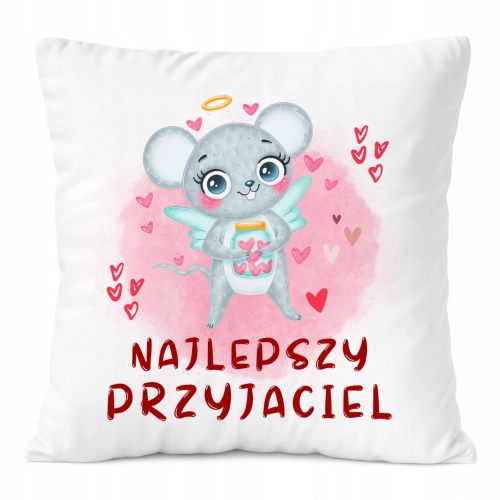Poduszka Myszki na Prezent z Nadrukiem ze Zdjęciem Biała PoliDraw