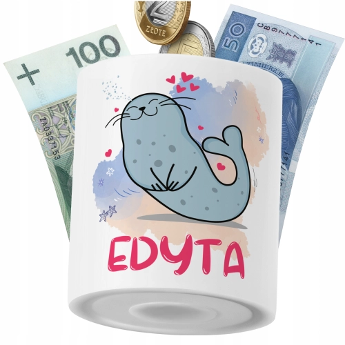 Skarbonka Dla Edyty Córki Dziecka z Nadrukiem ze Zdjęciem