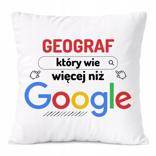 Poduszka Dla Geografa na Prezent z Nadrukiem ze Zdjęciem Biała PoliDraw