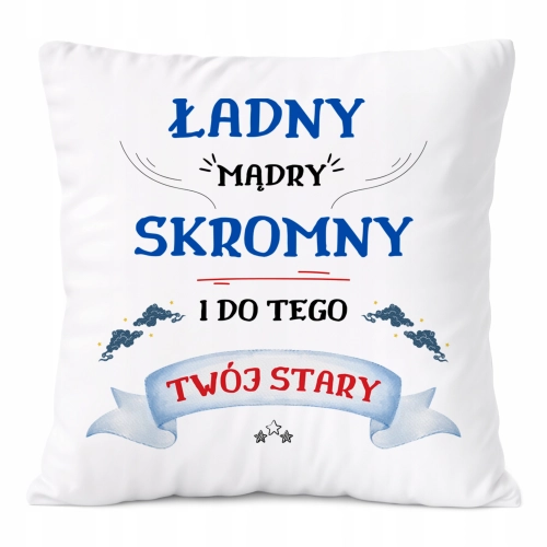 Poduszka Twój Stary na Prezent z Nadrukiem ze Zdjęciem Biała PoliDraw