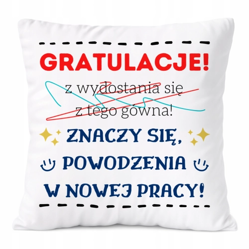 Poduszka Pożegnanie z Pracy na Prezent z Nadrukiem ze Zdjęciem Biała