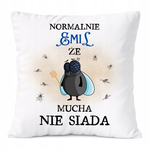 Poduszka Dle Emila na Prezent z Nadrukiem ze Zdjęciem Biała PoliDraw