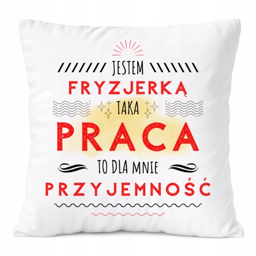 Poduszka Dla Fryzjerki na Prezent z Nadrukiem ze Zdjęciem Biała PoliDraw