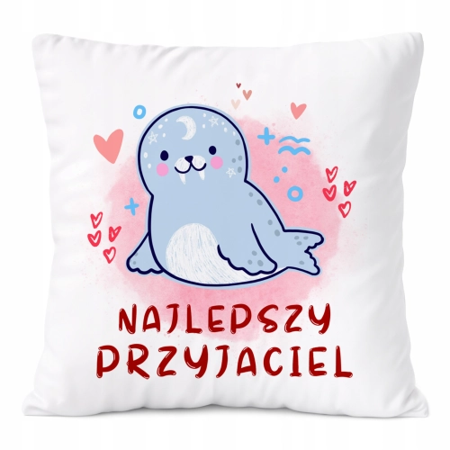 Poduszka Foczki na Prezent z Nadrukiem ze Zdjęciem Biała PoliDraw