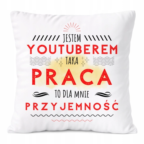 Poduszka Dla YouTubera na Prezent z Nadrukiem ze Zdjęciem Biała PoliDraw