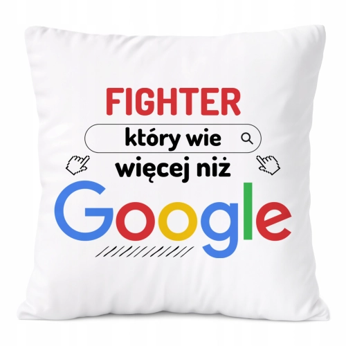 Poduszka Dla Fightera na Prezent z Nadrukiem ze Zdjęciem Biała PoliDraw