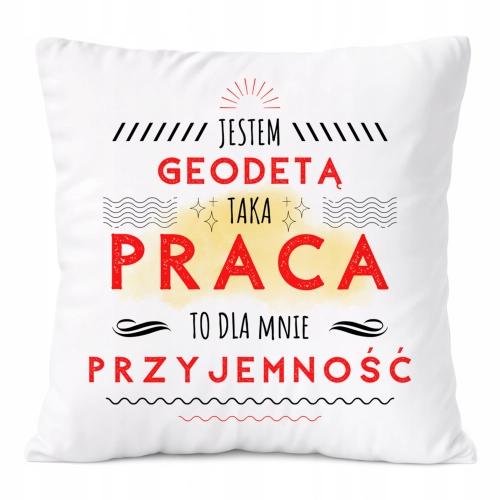 Poduszka Dla Geodety na Prezent z Nadrukiem ze Zdjęciem Biała PoliDraw