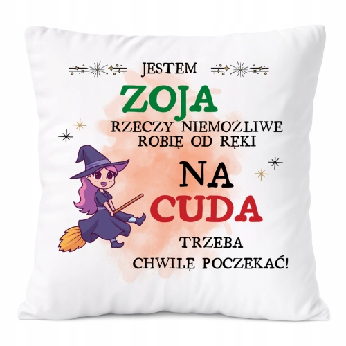 Poduszka Dla Zoi na Prezent z Nadrukiem ze Zdjęciem Biała PoliDraw