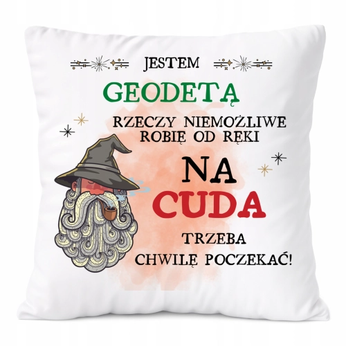 Poduszka Dla Geodety na Prezent z Nadrukiem ze Zdjęciem Biała PoliDraw