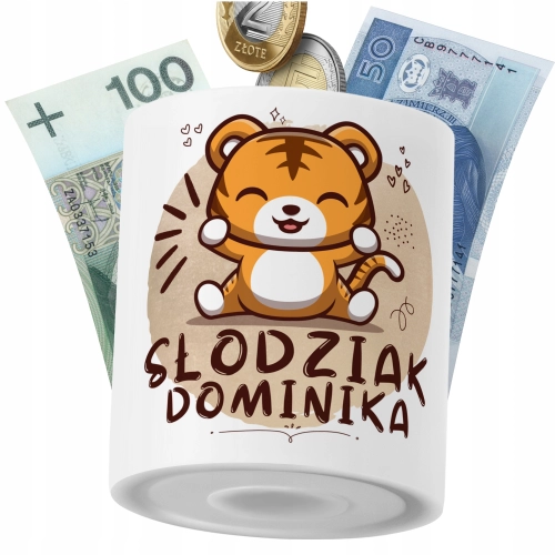 Skarbonka Dla Dominiki Córki Dziecka z Nadrukiem ze Zdjęciem
