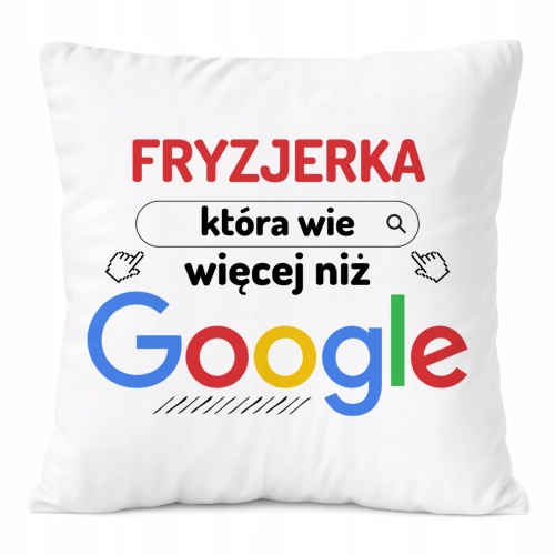 Poduszka Dla Fryzjerki na Prezent z Nadrukiem ze Zdjęciem Biała PoliDraw