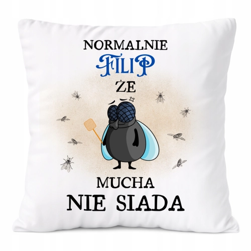 Poduszka Dla Filipa na Prezent z Nadrukiem ze Zdjęciem Biała PoliDraw