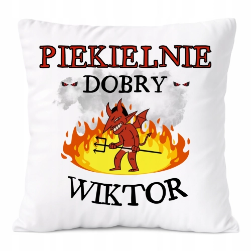 Poduszka Dla Wiktora na Prezent z Nadrukiem ze Zdjęciem Biała PoliDraw