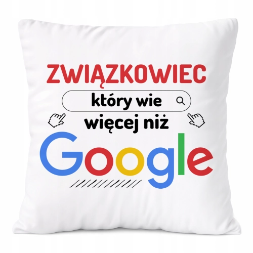 Poduszka Dla Związkowca na Prezent z Nadrukiem ze Zdjęciem Biała PoliDraw